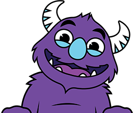 Our purple monster mascot